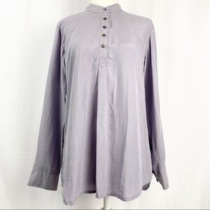 J.Jill Half Button Up Long Sleeve Tunic 100%Silk